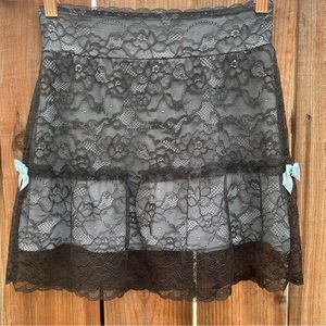 🦋All Over Lace Mini Skirt with Baby Blue Lining and Baby Blue Bows - Size S🦋